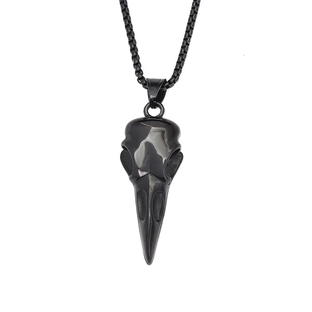 Vintage Nordic Vikings Raven Pendant Necklace Odin Animal Skull Stainless Steel Necklaces For Men Women Fashion Amulet