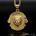 Solid Lion Pendant Necklace — Gold