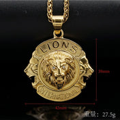Solid Lion Pendant Necklace — Gold