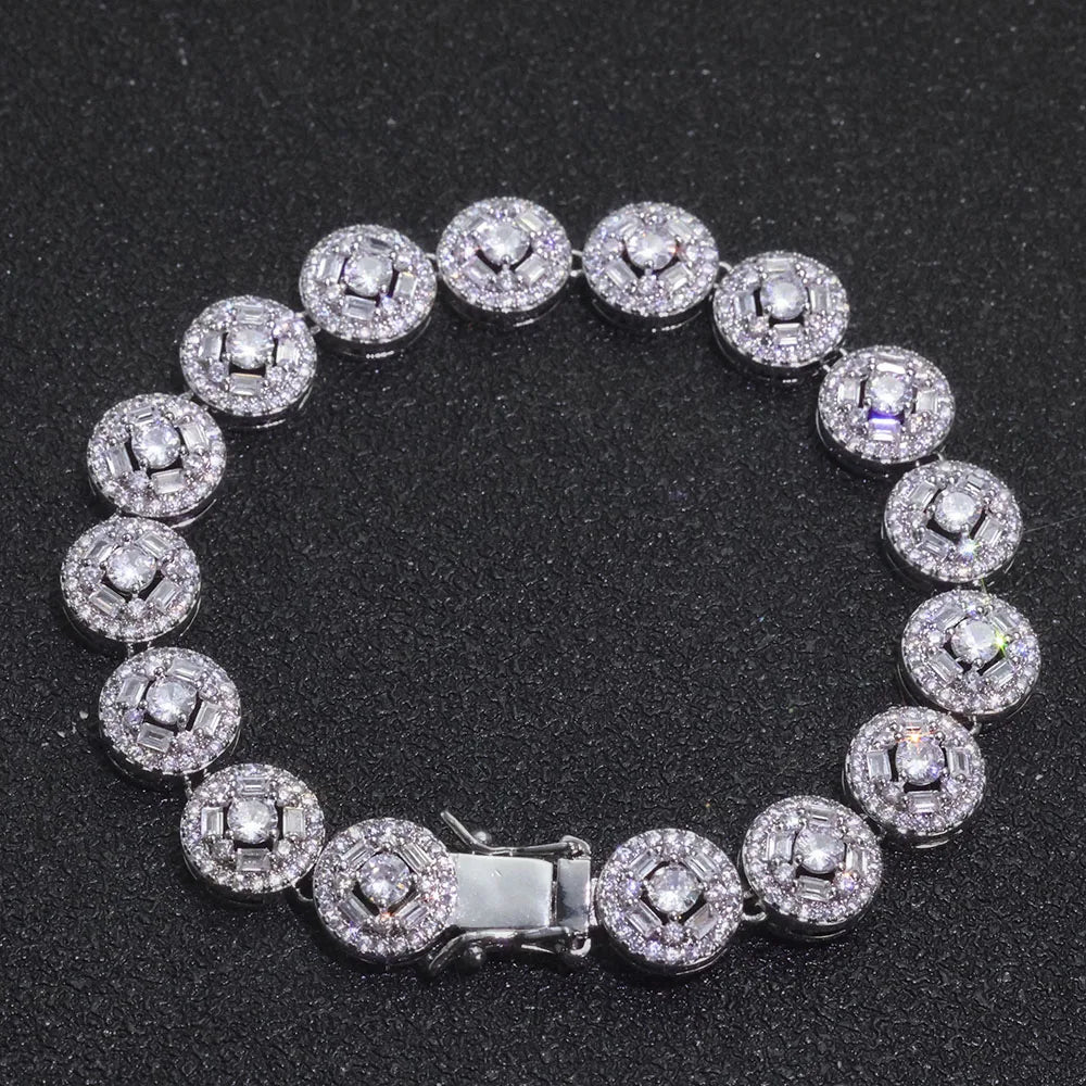 Gold Cuban Bracelet Iced Out Mixed Inlay