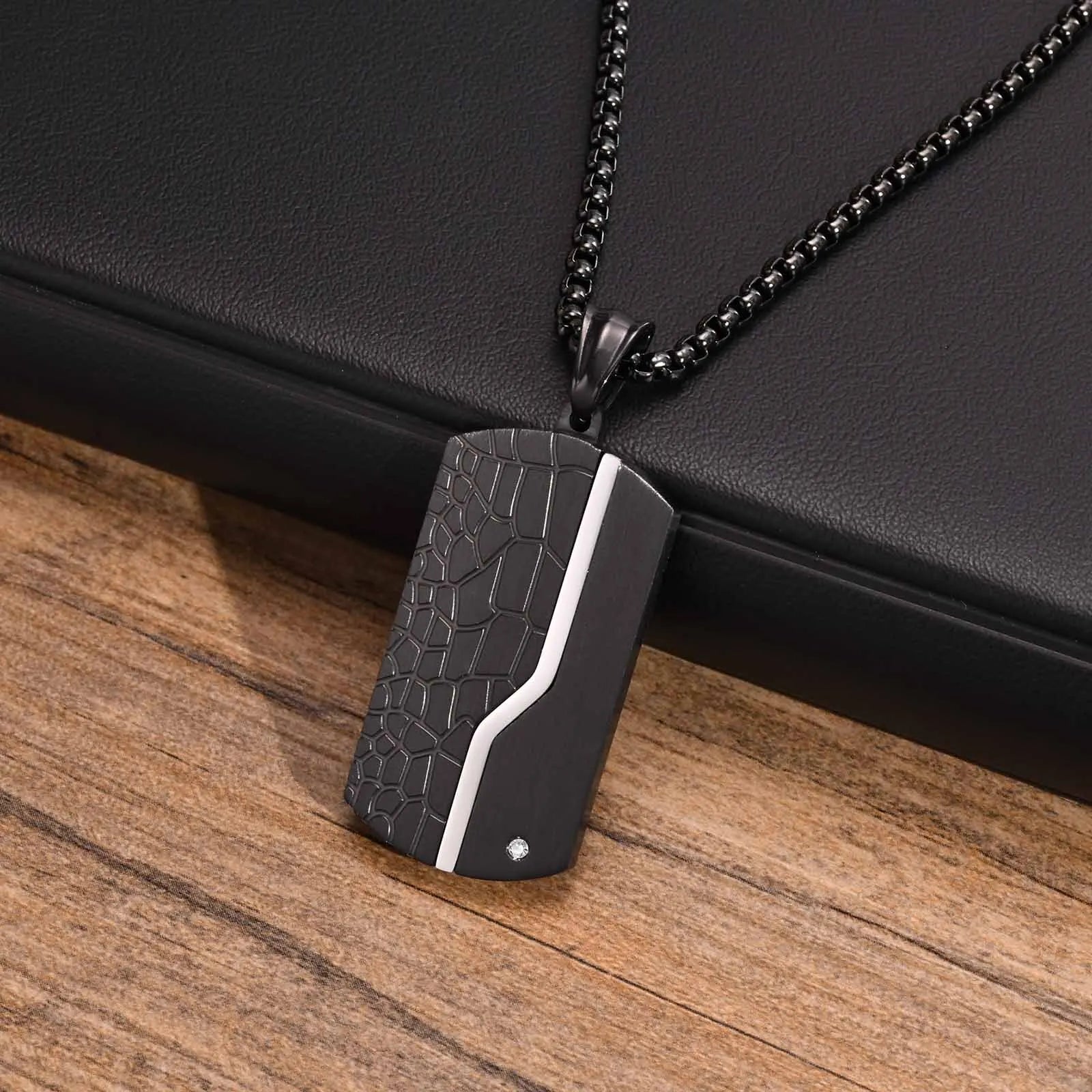 Dogtag Pendant Necklace — Stainless Steel