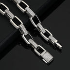 Iced Out CZ Square Link Chain Bracelet & Necklace — Two-Tone