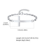 Vnox Stainless Steel Mens Cross Bracelets, Adjustable Rolo Link Chain Wristband, Christ Faith Jewelry Gift