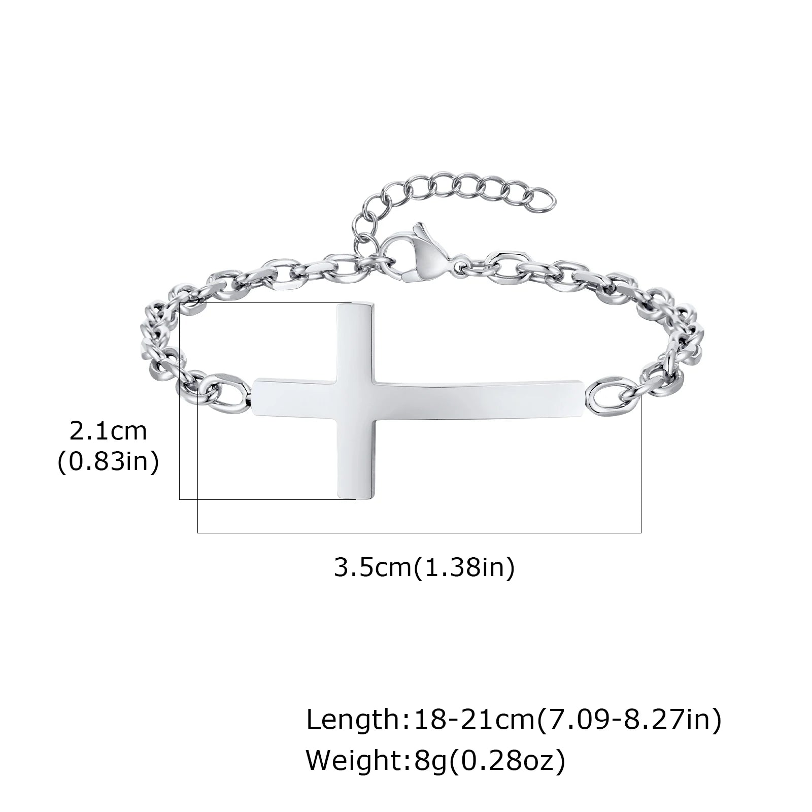 Vnox Stainless Steel Mens Cross Bracelets, Adjustable Rolo Link Chain Wristband, Christ Faith Jewelry Gift