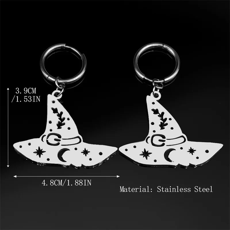 Star Silver Earrings Witch Hat Moon Snowflake