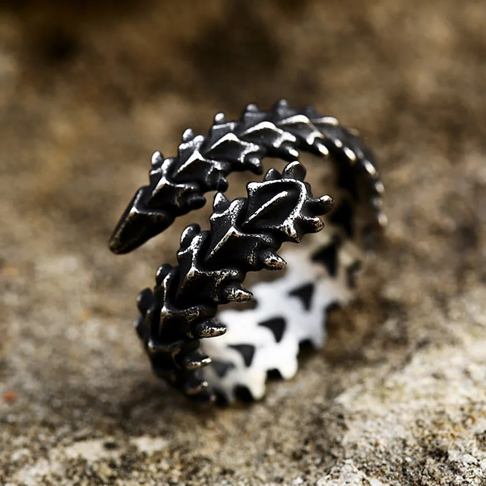 Dragon Bone Ring — Black Stainless