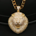 Iced Out Lion Rope Chain Pendant