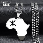 Africa Map Silver Pendant Necklace — Stainless Steel