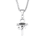 Vintage Stainless Steel Eye of Horus Pendant Necklace Fashion Punk Ankh Cross Necklaces For Men Women Amulet Jewelry