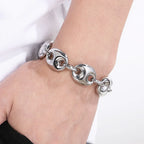 Luxury Gold Color Man Bracelets for Men 316L Stainless Steel 19MM Width Coffee Bean Style Chain Men's Bracelets