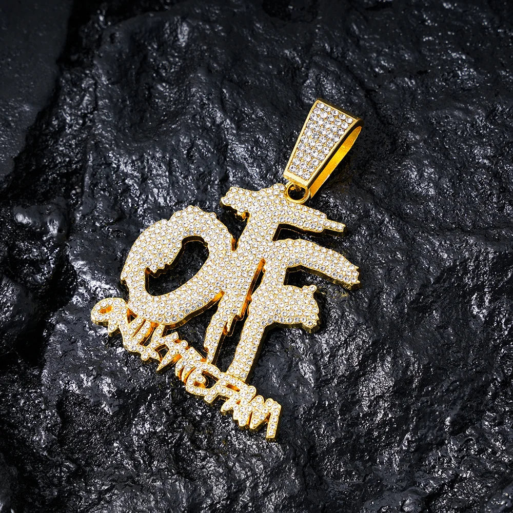 Iced Out Star Pendant Necklace with Cuban Chain
