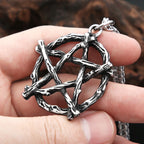 Classic Vintage Seal of Lucifer Satanic Pendant Stainless Steel Black Simple Pentagram Group Necklace For Men Biker