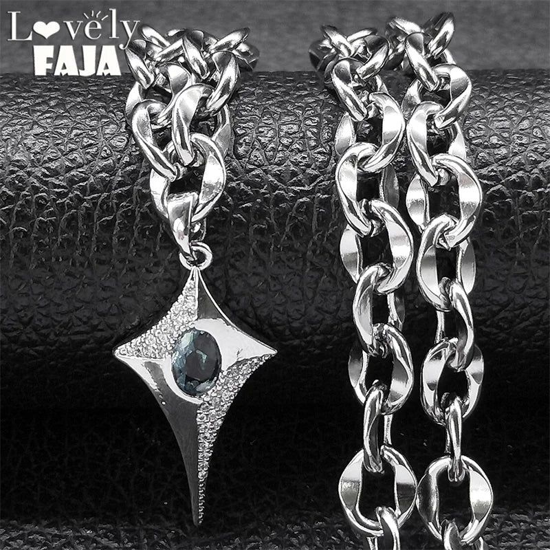 Star Steel Pendant Punk Kpop Shiny Bling Choker