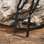Vnox Mens Big Cross Pendant Necklaces, Religous Faith Jewelry, Two Layers Cross Pendant with Cuban Chain, Punk Hiphop