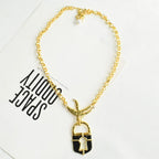1PC Metal Alloy Pigeon Lock Pendant Necklace For Women Jewelry Fashion Sweater Chain Necklace Accessories
