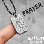 Praying Hands Cross Pendant — Stainless Steel