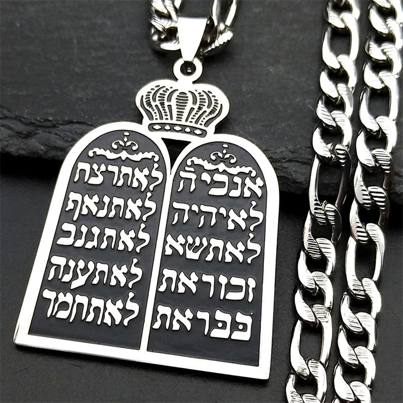 Torah Ten Commandments Pendant Necklace — Gold