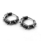 Gothic Spiked Hoop Earrings Small Textured Huggie — Two-Tone