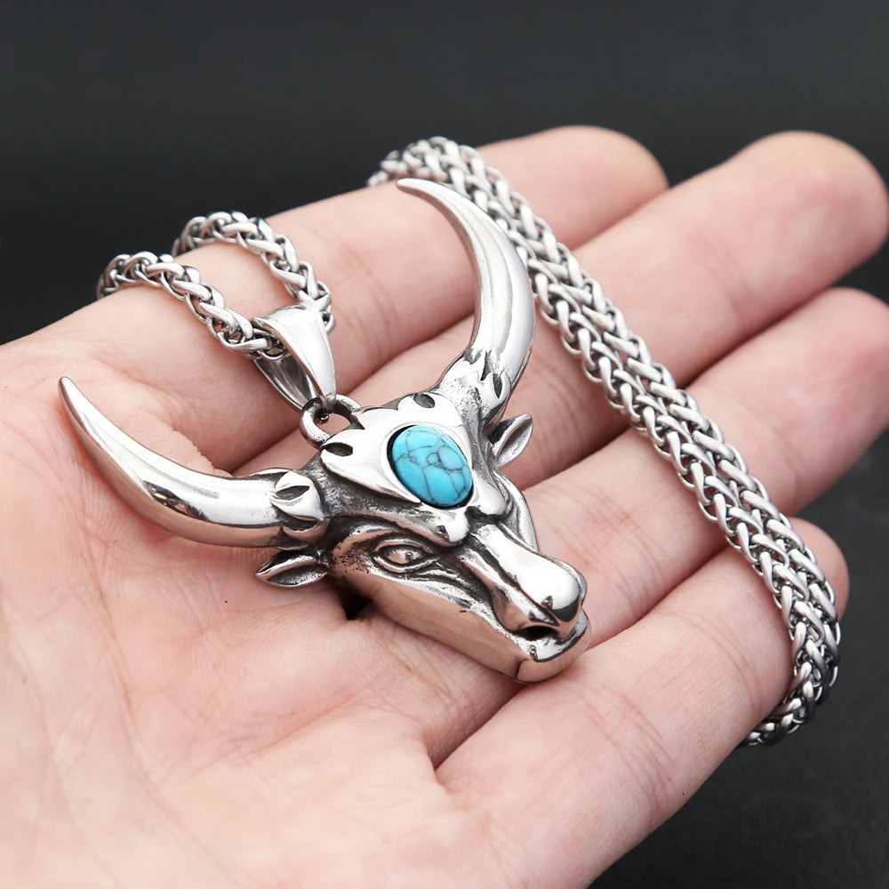 Bull Head Steel Pendant Vintage Punk Zodiac
