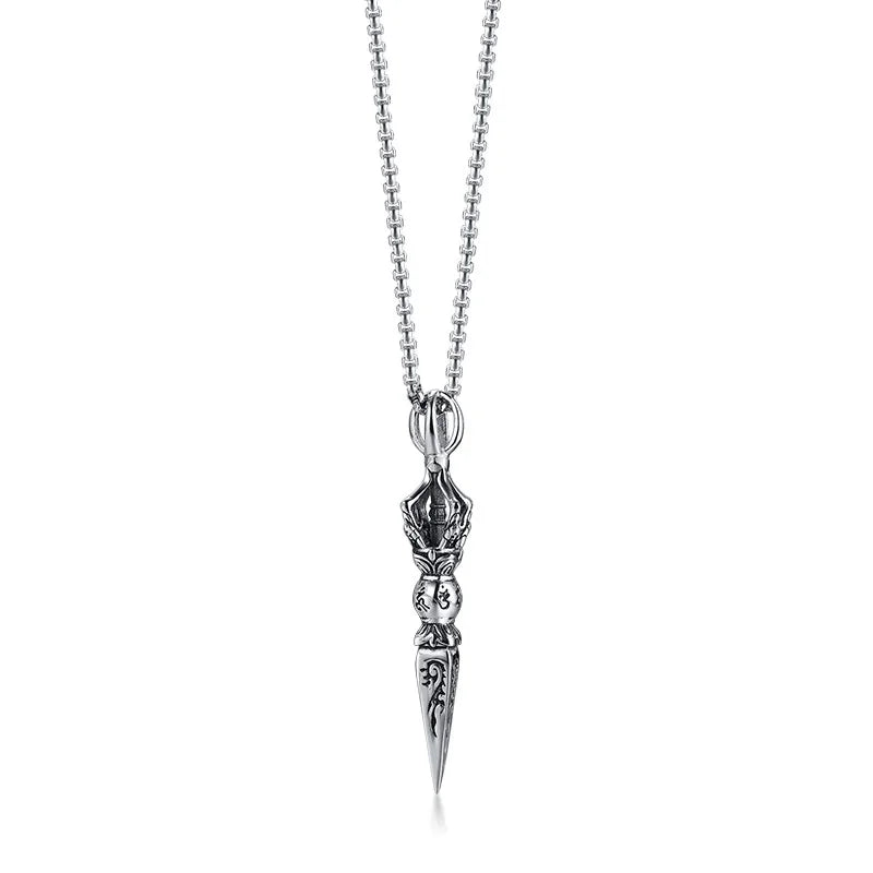 Tibetan Vajra Dagger Pendant Necklace — Stainless Steel