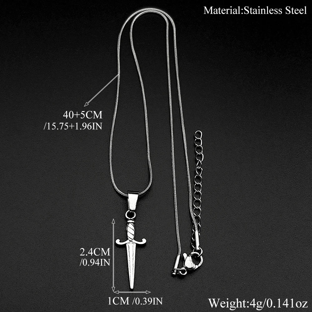 Punk Rock Sword Cross Pendant Necklaces Retro Gothic Knife Necklace Hip Hop Rapper Simple Jewelry For Women Men Gifts