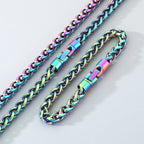 Classic Men's 4/6/8/10mm Wide Link Chain Bracelet Necklace Set for Man 6 Color Available 65CM Long Stainless Steel