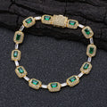 Luxury 24K 9999 Pure Gold real gold Hip-Hop Green Moissanite Diamond Bracelet Women's Emerald Bracelet
