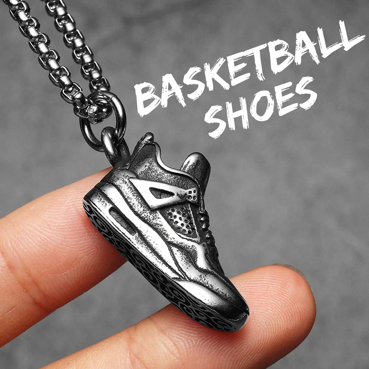 Basketball Shoe Pendant — Stainless Steel