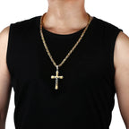 Holy Cross Jesus Crystal Crucifix Necklace — Stainless Steel