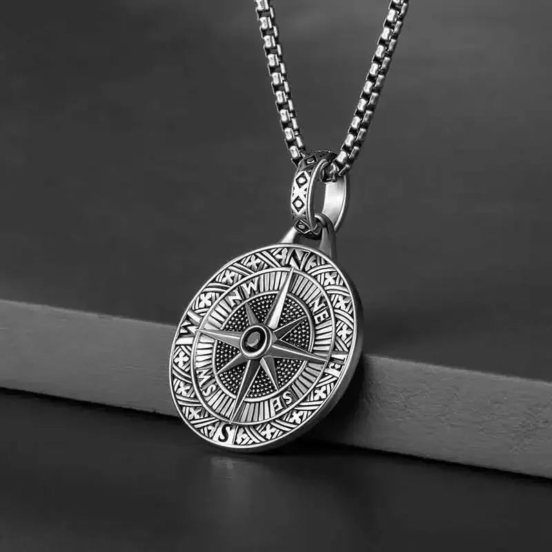 Quality Fashionable Medal Necklace Pendant Pirate Ship Compass Personality Men's Necklace Pendant Hip Hop Jewelry Trend