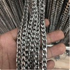 316L Stainless Steel Cuban Link Chain Flat Necklace For Men Jewelry Accessories Male Neck