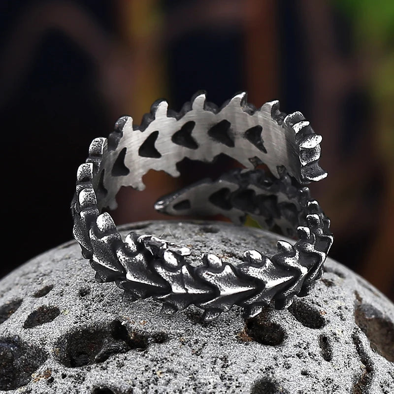 316L Stainless Steel Vintage Creative Spine Ring Opend Ring Dragon Bone Anels For Man Women Jewelry For Best Friend Gift