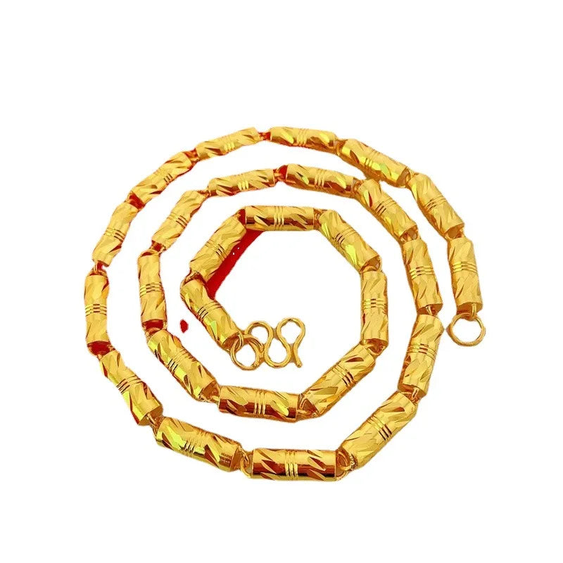 Luxury 9999 24K real gold men's necklace fortune chain domineering sweater chain fashion accessories jewelry