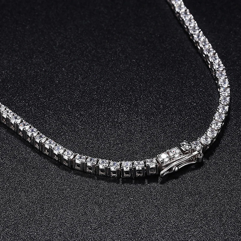 NeeTim 2.5mm Full Moissanite Tennis Necklace 925 Sterling Silver with Gold Plated Necklaces Neck Chain Fine Jewelry for