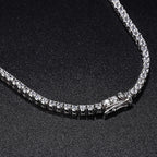 NeeTim 2.5mm Full Moissanite Tennis Necklace 925 Sterling Silver with Gold Plated Necklaces Neck Chain Fine Jewelry for