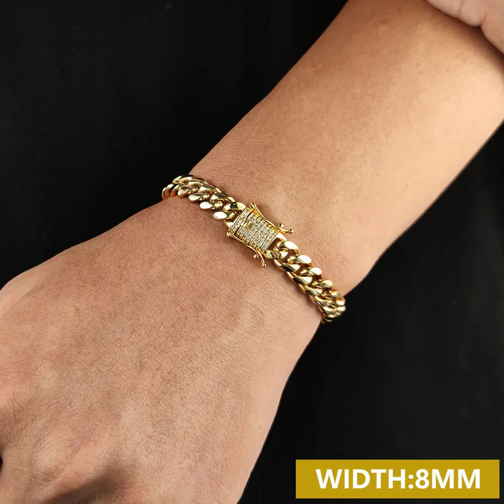 Iced Out Cuban Bracelet Stainless Steel Miami