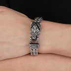 Nordic Viking Jewelry Man Bracelet With Snake Owl Wolf Head Solid Stainless Steel 12MM Mesh Link Chain Men's Bracelets
