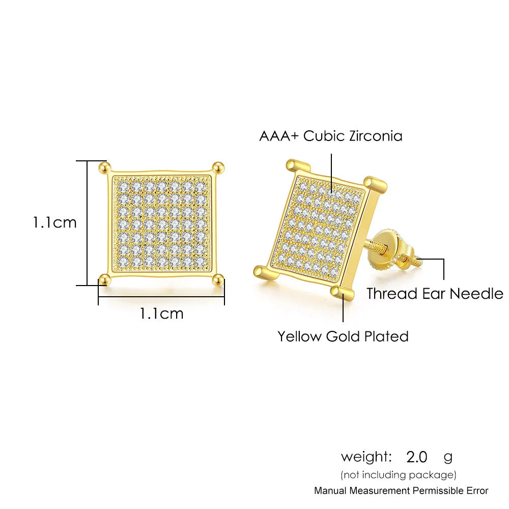 Iced Out Zircon Stud Earrings — Two-Tone