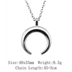 Witch Horn Crescent Moon Pendant — Stainless Steel