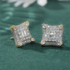 Fashion Hip Hop Inlaid Synthetic Zirconia Square Stud Earrings for Men Women Party Daily Versatile Jewelry Crafts