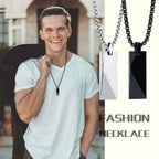 Vnox Mens Stylish Geometric Rectangle Pendant Necklace,Stainless Steel Length Adjustable Box Chain, Male Jewelry Gift