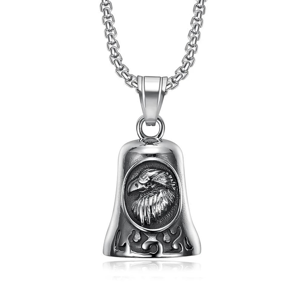 Gothic Lion Head Bell Pendant — Stainless Steel