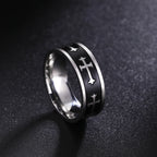 Dreamtimes Vintage Cross Rings for Men and Women Fashion Punk Jewelry Black Anillos Stainless Steel Metal Accessories