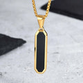 Black Enamel Rectangle Rope Chain Pendant