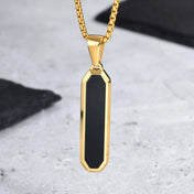 Black Enamel Rectangle Rope Chain Pendant