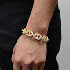Iced Out Cuban Bracelet Stainless Steel Pig Nose