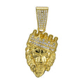 3D Crown Lion Head Cuban Pendant — Stainless Steel