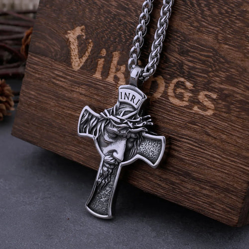 Cross Jesus Pendant Necklace — Stainless Steel