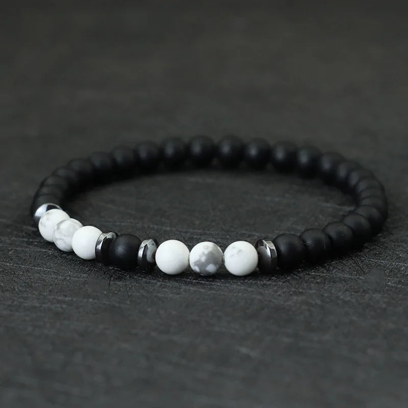 Noter Minimalist Beaded Bracelet For Men 6mm Hematite Onyx Tiger Eyes Stone Braclet Leisure Accessories Pulseras Para