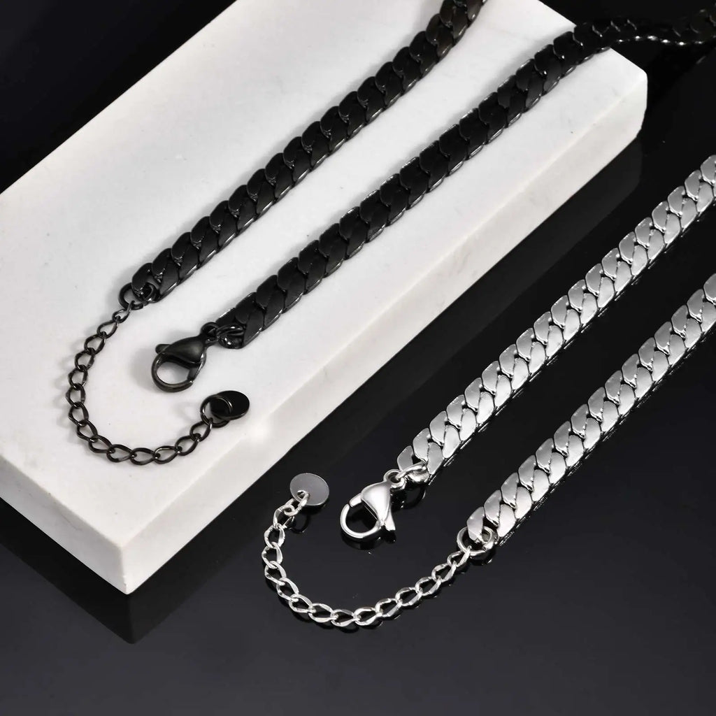 Stainless Steel Cuban Chain Necklace for Men 6mm Chain Punk Minimalist Necklace Hip Hop Waterproof Jewelry Gift 50/55cm